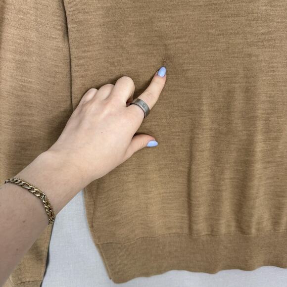 Burberry Sweater Womens Medium Brown Merino Wool Deep V Neck Layered Overlay - Picture 6 of 16